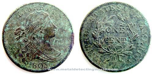 1803 Large Cent Draped Bust Style2 Hair