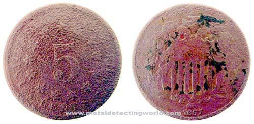 1867 Shield Nickel without Rays