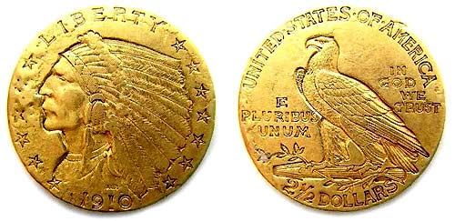 1910 Quarter Eagle ($2.50) Gold Coin