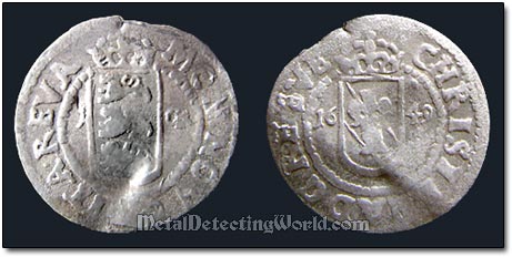 Swedish Silver 1649 1 Ore Coin Minted in Reval Tallinn