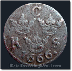 Another Swedish 1666 1/6 Ore Coin Was Recovered