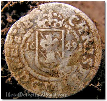 Obverse of 1649 1 Ore Silver Coin