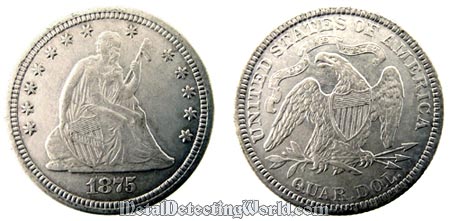 1875 Seated Liberty Silver Quarter