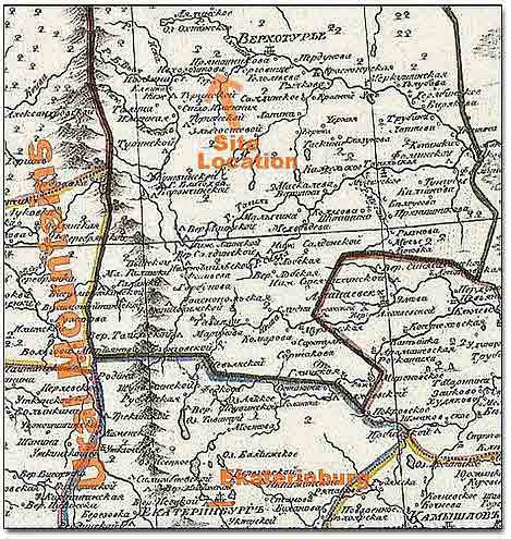 ural mountains map. Fragment of the Ural Mountains