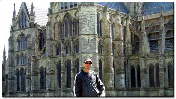 Sergei Infront Of Bath Cathedral