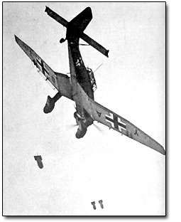 German JU-87 Stuka Assault Plane Dropping Bombs