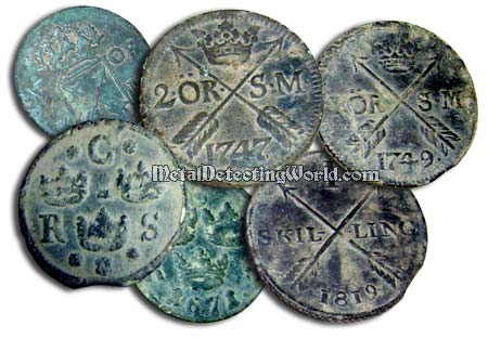 Swedish Copper Coins 17th-19th Century 
